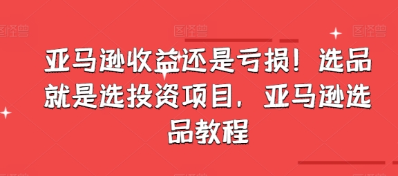 亚马逊收益还是亏损！选品就是选投资项目，亚马逊选品教程-整合资源网