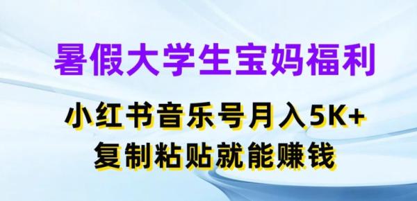 暑假大学生宝妈福利，小红书音乐号月入5000+，复制粘贴就能赚钱【揭秘】-秀人资源网