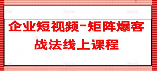 企业短视频-矩阵爆客战法线上课程-秀人资源网