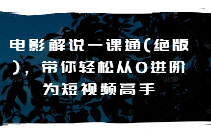 电影解说一课通(绝版)，带你轻松从0进阶为短视频高手-秀人资源网