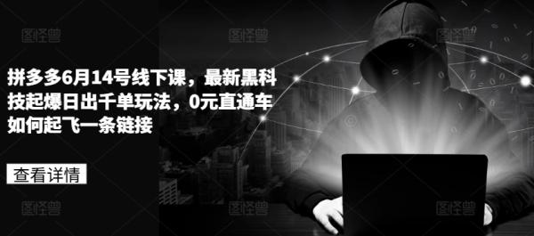 拼多多6月14号线下课，最新黑科技起爆日出千单玩法，0元直通车如何起飞一条链接-秀人资源网