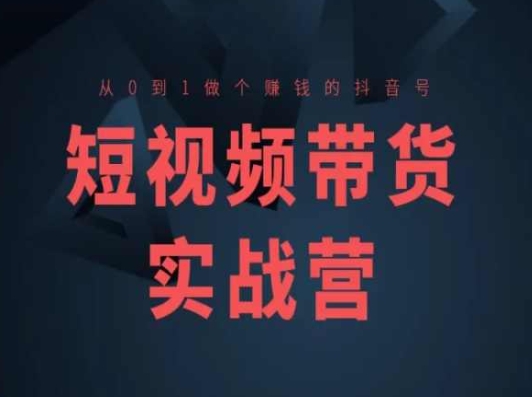短视频带货实战营(高阶课)，从0到1做个赚钱的抖音号-整合资源网