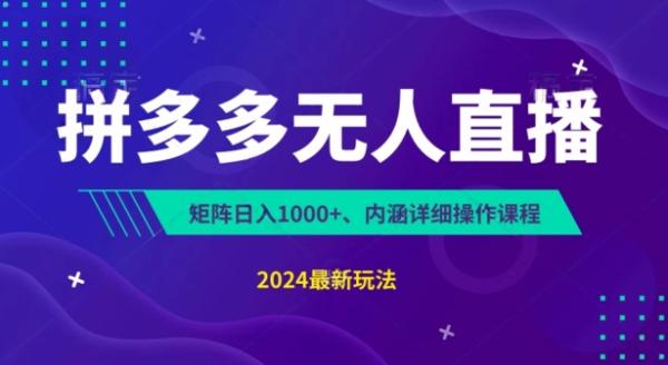 拼多多无人直播不封号，0投入，3天必起，无脑挂机，日入1k+【揭秘】-秀人资源网
