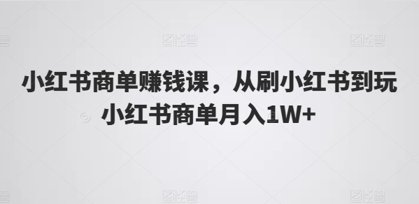 小红书商单赚钱课，从刷小红书到玩小红书商单月入1W+-整合资源网