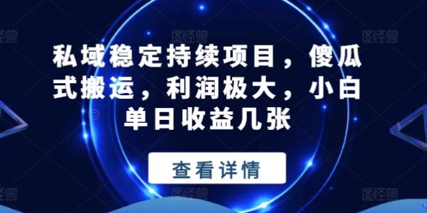 私域稳定持续项目，傻瓜式搬运，利润极大，小白单日收益几张【揭秘】-整合资源网