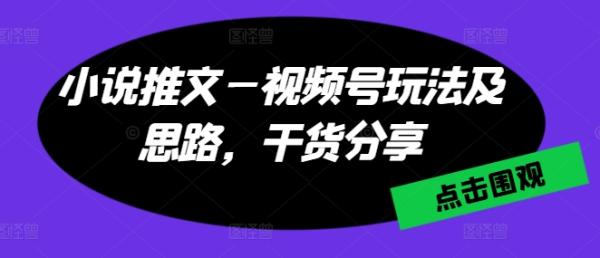 小说推文—视频号玩法及思路，干货分享-整合资源网