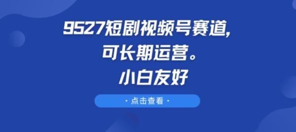 9527短剧视频号赛道，可长期运营，小白友好【揭秘】-秀人资源网