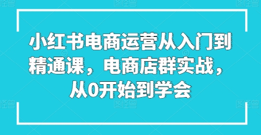 小红书电商运营从入门到精通课，电商店群实战，从0开始到学会-秀人资源网