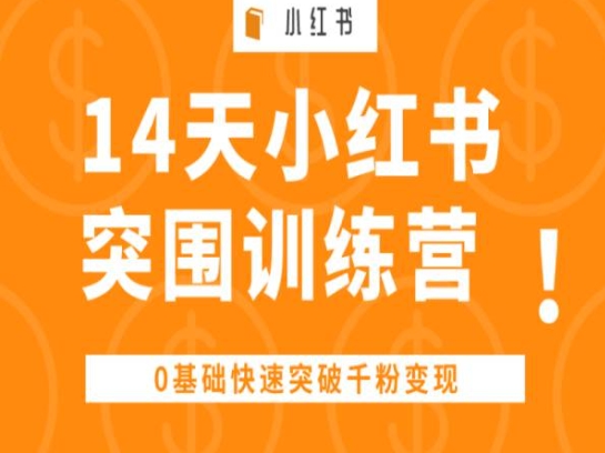 14天小红书突围训练营 ，0基础快速突破千粉变现-整合资源网