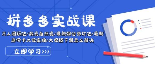 拼多多实战课：万人团玩法/截流自然流/最新强付费打法/最新原价卡大促..-秀人资源网