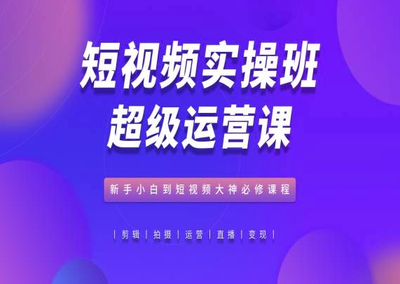 短视频实操班超级运营课，新手小白到短视频大神必修课程-秀人资源网