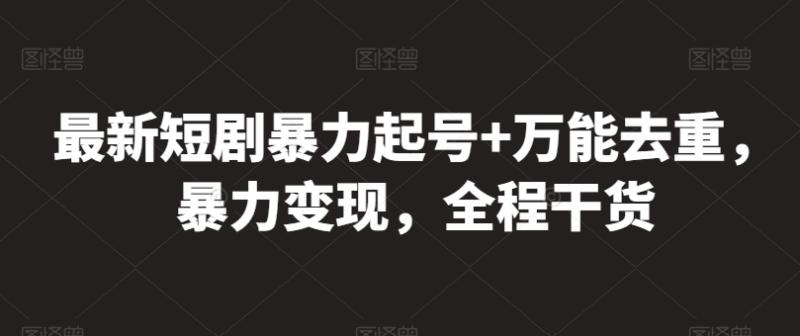 最新短剧暴力起号+万能去重，暴力变现，全程干货【揭秘】-整合资源网