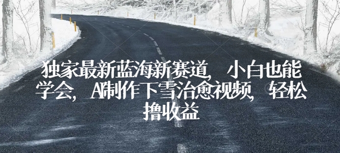 独家最新蓝海新赛道，小白也能学会，AI制作下雪治愈视频，轻松撸收益【揭秘】-秀人资源网