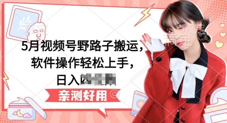 5月视频号野路子搬运，软件操作轻松上手，日入三位数【揭秘】-秀人资源网