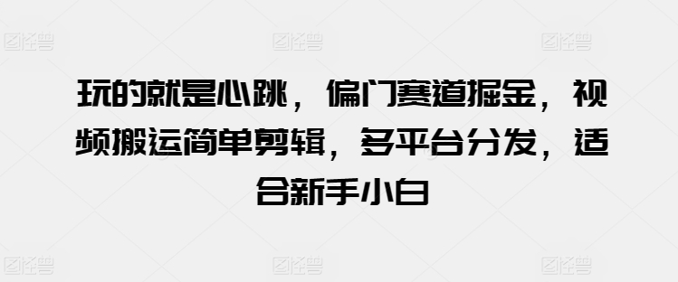 玩的就是心跳，偏门赛道掘金，视频搬运简单剪辑，多平台分发，适合新手小白【揭秘】-秀人资源网