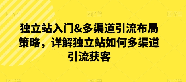独立站入门&多渠道引流布局策略，详解独立站如何多渠道引流获客-秀人资源网