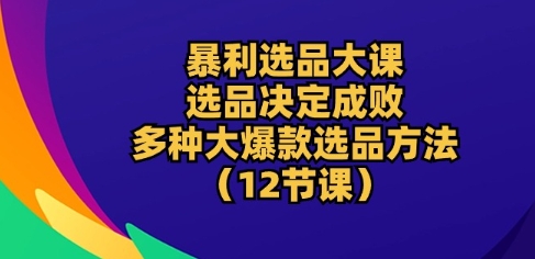 暴利选品大课：选品决定成败，教你多种大爆款选品方法(12节课)-秀人资源网