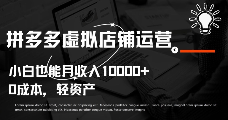拼多多虚拟店铺运营小白也能月收入10000+【揭秘】-秀人资源网