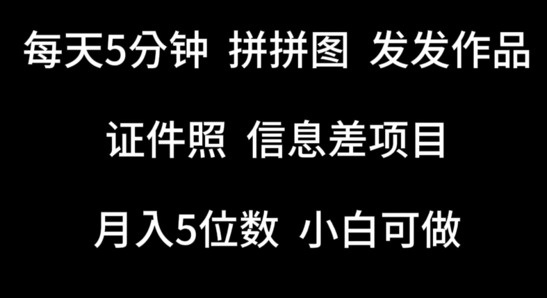 每天5分钟，拼拼图发发作品，证件照信息差项目，小白可做【揭秘】-秀人资源网