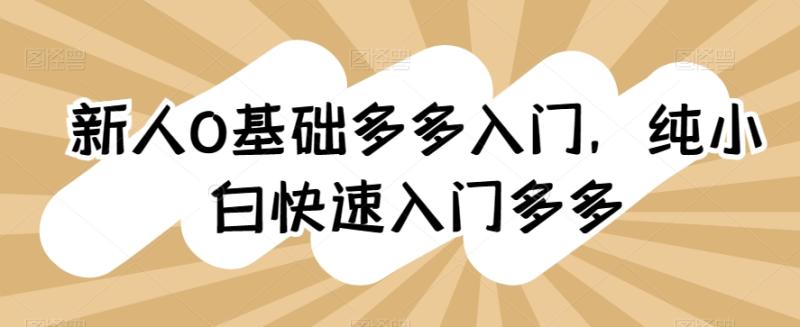 新人0基础多多入门，​纯小白快速入门多多-秀人资源网