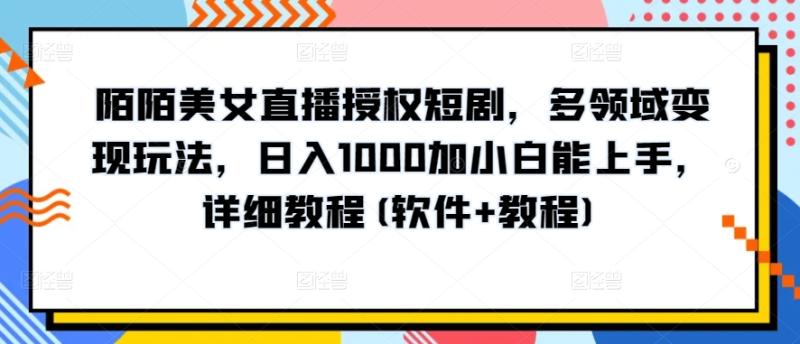 陌陌美女直播授权短剧，多领域变现玩法，日入1000加小白能上手，详细教程(软件+教程)【揭秘】-秀人资源网