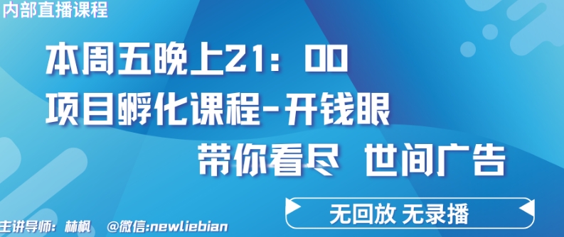4.26日内部回放课程《项目孵化-开钱眼》赚钱的底层逻辑【揭秘】-整合资源网
