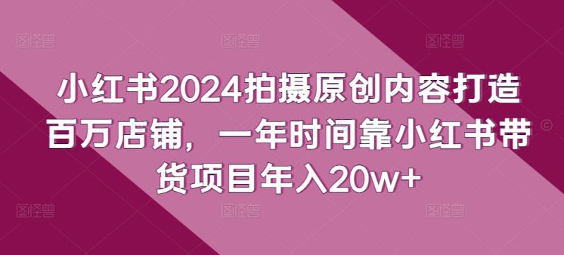 小红书2024拍摄原创内容打造百万店铺，一年时间靠小红书带货项目年入20w+-整合资源网