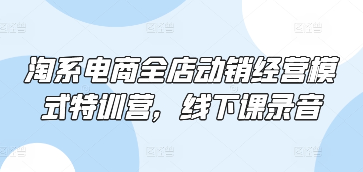 淘系电商全店动销经营模式特训营，线下课录音-秀人资源网