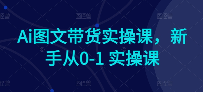 Ai图文带货实操课，新手从0-1 实操课-秀人资源网