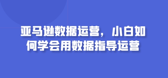 亚马逊数据运营，小白如何学会用数据指导运营-秀人资源网