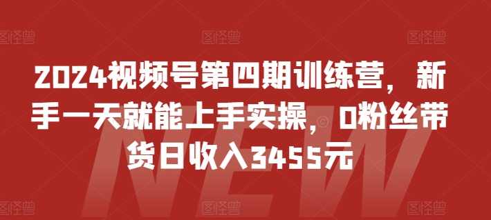 2024视频号第四期训练营，新手一天就能上手实操，0粉丝带货日收入3455元-秀人资源网
