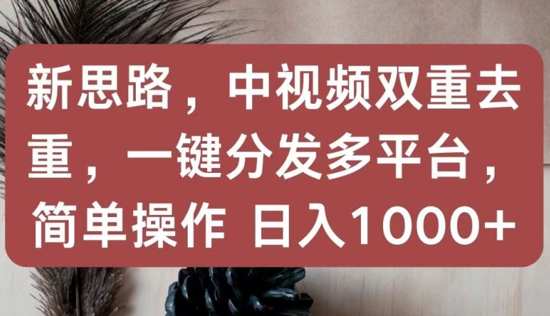 新思路，中视频双重去重，一键分发多平台，简单操作，日入1000+【揭秘】-秀人资源网