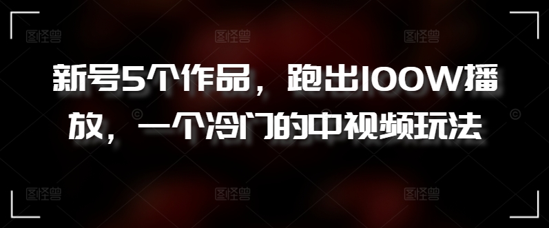 新号5个作品，跑出100W播放，一个冷门的中视频玩法【揭秘】-秀人资源网