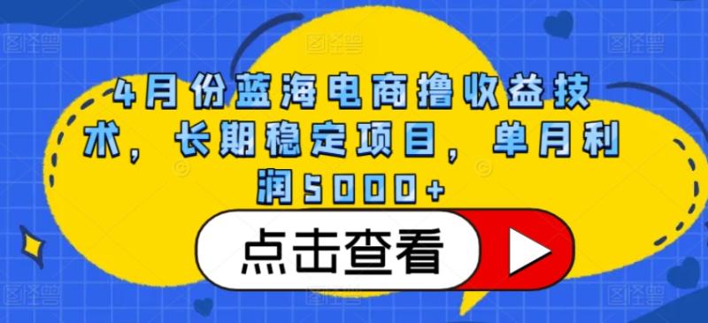 4月份蓝海电商撸收益技术，长期稳定项目，单月利润5000+【揭秘】-秀人资源网