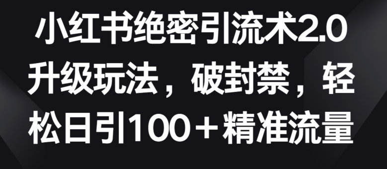 小红书绝密引流术2.0升级玩法，破封禁，轻松日引100+精准流量【揭秘】-秀人资源网