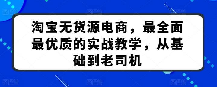 淘宝无货源电商，最全面最优质的实战教学，从基础到老司机-秀人资源网