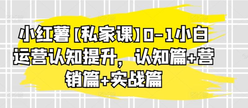 小红薯【私家课】0-1小白运营认知提升，认知篇+营销篇+实战篇-秀人资源网