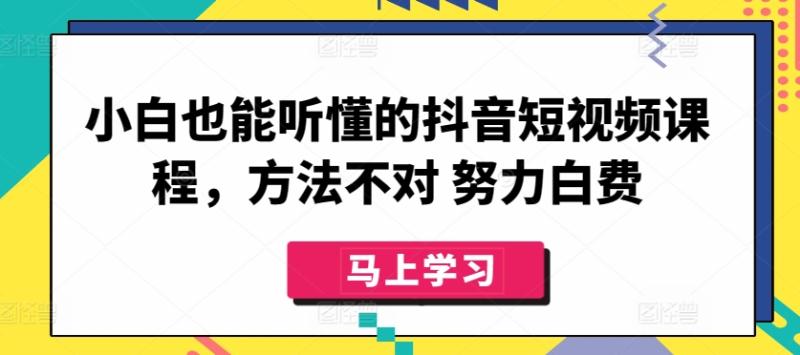 小白也能听懂的抖音短视频课程，方法不对 努力白费-秀人资源网