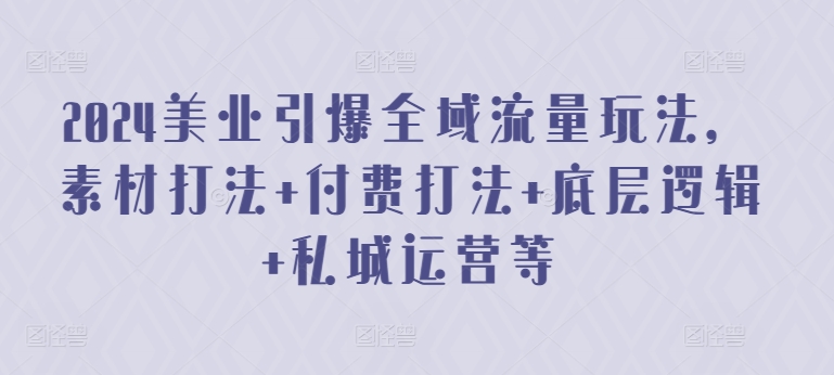 2024美业引爆全域流量玩法，素材打法 付费打法 底层逻辑 私城运营等-整合资源网