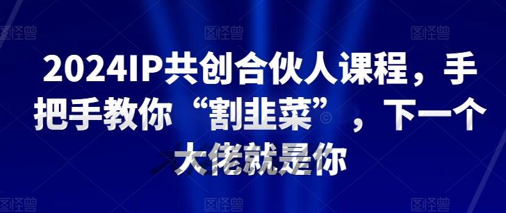 2024IP共创合伙人课程，手把手教你“割韭菜”，下一个大佬就是你-秀人资源网
