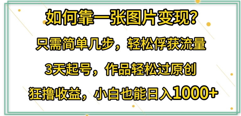 如何靠一张图片变现?只需简单几步，轻松俘获流量，3天起号，作品轻松过原创【揭秘】-整合资源网
