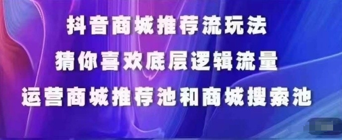 抖音商城运营课程，猜你喜欢入池商城搜索商城推荐人群标签覆盖-整合资源网