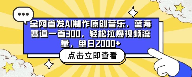 全网首发AI制作原创音乐，蓝海赛道一首300.轻松拉爆视频流量，单日2000+【揭秘】-整合资源网