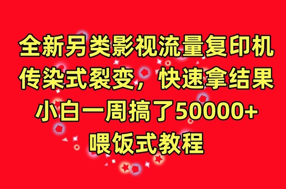 全新另类影视流量复印机，传染式裂变，快速拿结果，小白一周搞了50000+，喂饭式教程【揭秘】-整合资源网