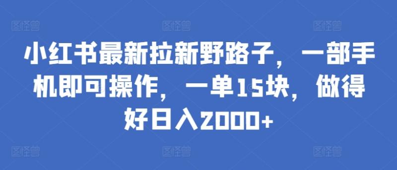 小红书最新拉新野路子，一部手机即可操作，一单15块，做得好日入2000+【揭秘】-秀人资源网