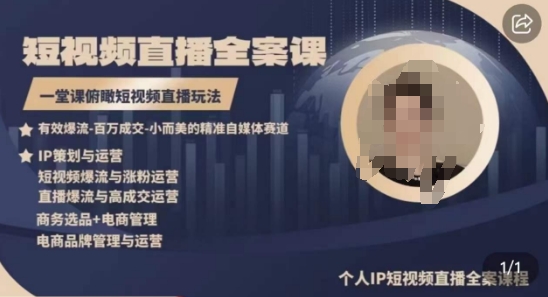 高品质IP短视频直播全案课程，一堂课俯瞰短视频直播玩法-秀人资源网