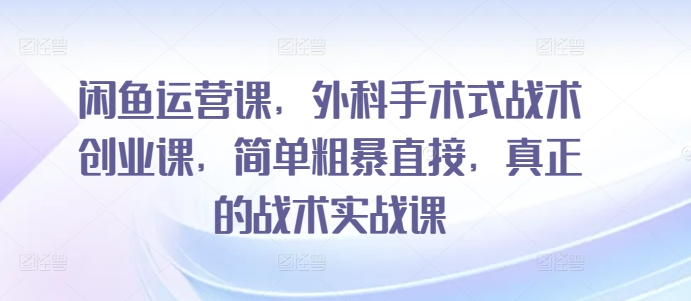 闲鱼运营课，外科手术式战术创业课，简单粗暴直接，真正的战术实战课-整合资源网