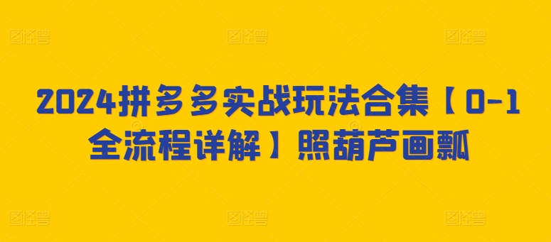 2024拼多多实战玩法合集【0-1全流程详解】照葫芦画瓢-整合资源网