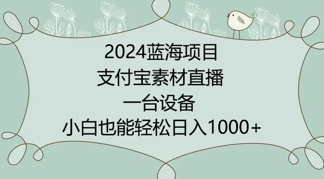 2024年蓝海项目，支付宝素材直播，无需出境，小白也能日入1000+ ，实操教程【揭秘】-秀人资源网