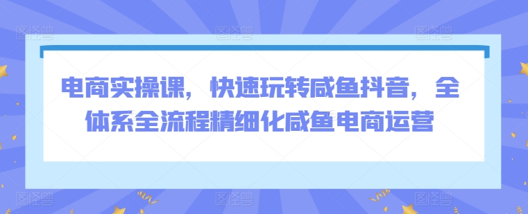 电商实操课，快速玩转咸鱼抖音，全体系全流程精细化咸鱼电商运营-秀人资源网